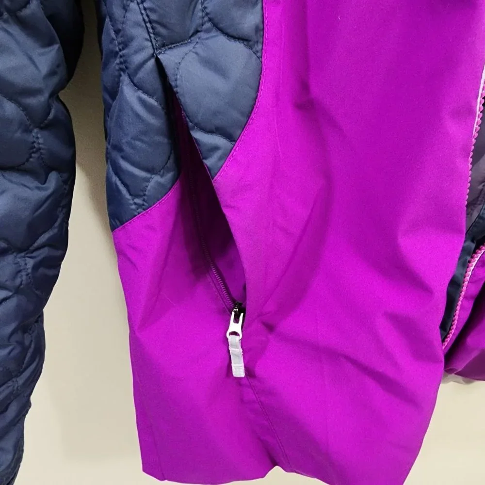 Columbia girl size‎ large zip front purple with gray quilting accent winter coat